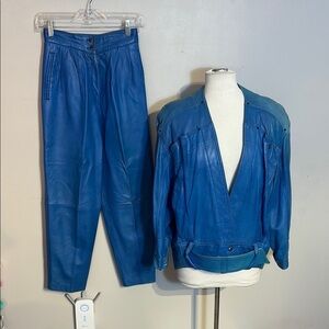 Originals by Pablo Blue Leather Jacket and Pants Set